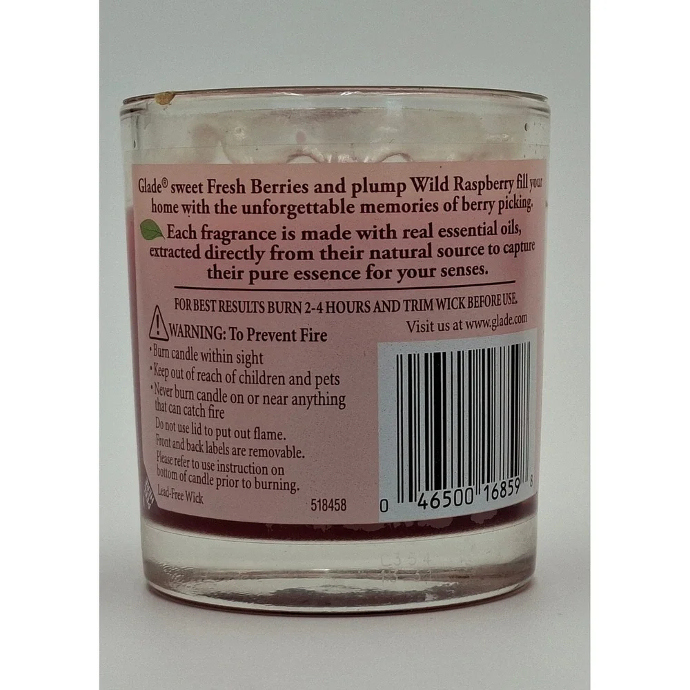 Glade Candle Set 4oz Apple Cinnamon & Fresh Berries Wild Raspberry Essential Oil